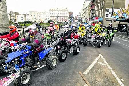 Quad bikes by Margate's clocktower