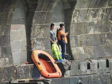 The two men are thought to have been blown onto the pier by high winds. Photo: Kevin Clarke