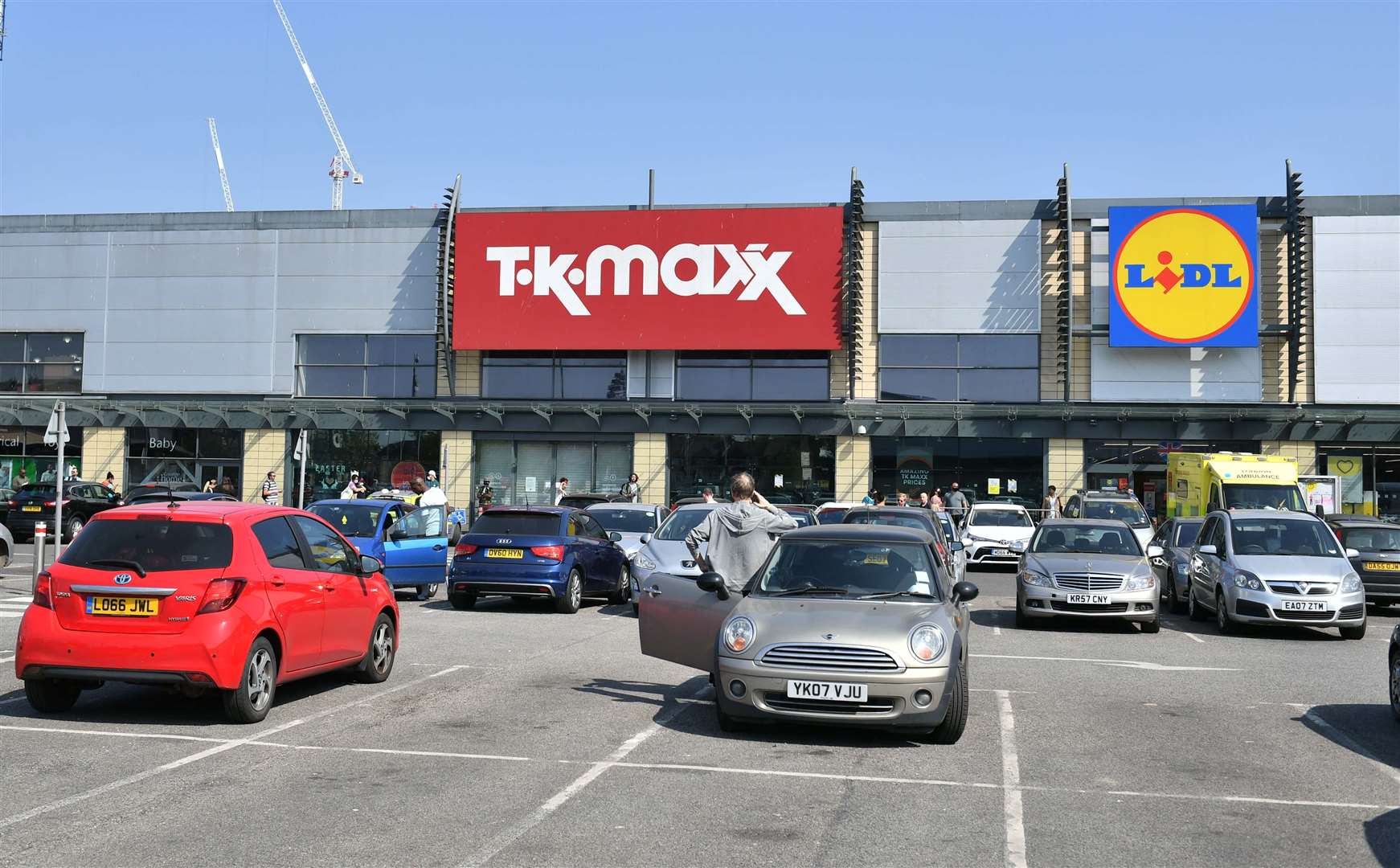 Cars at the Tottenham Hale Retail Park in London as the UK continues in lockdown to help curb the spread of the coronavirus (PA)