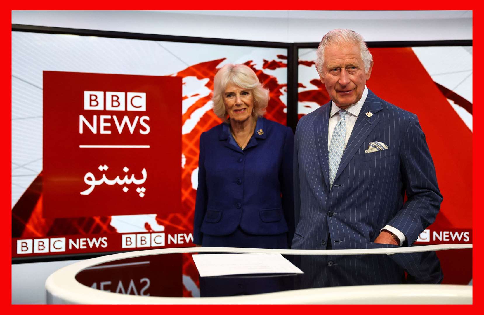 Charles and Camilla during a visit to the BBC World Service to mark its 90th year (PA)