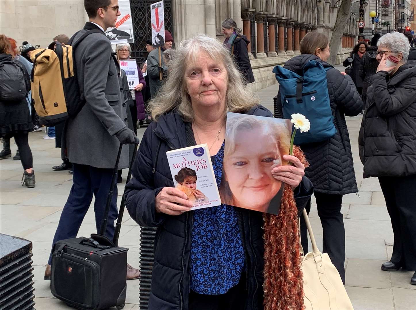 Joy Dove, the mother of Jodey Whiting, outside the Royal Courts of Justice in London in January (Tom Pilgrim/PA)