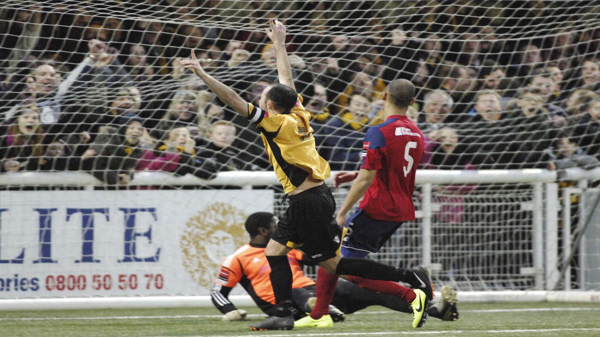 Michael Phillips celebrates scoring for Maidstone Picture: Martin Apps