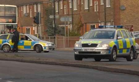 Police officers at the scene of the incident. Picture: BARRY CRAYFORD