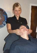 Picture: Paula Ray, project officer for the KM Walk to School charity, gets a relaxing facial massage from Natalie Harris, senior beauty therapist at The Courtyard.