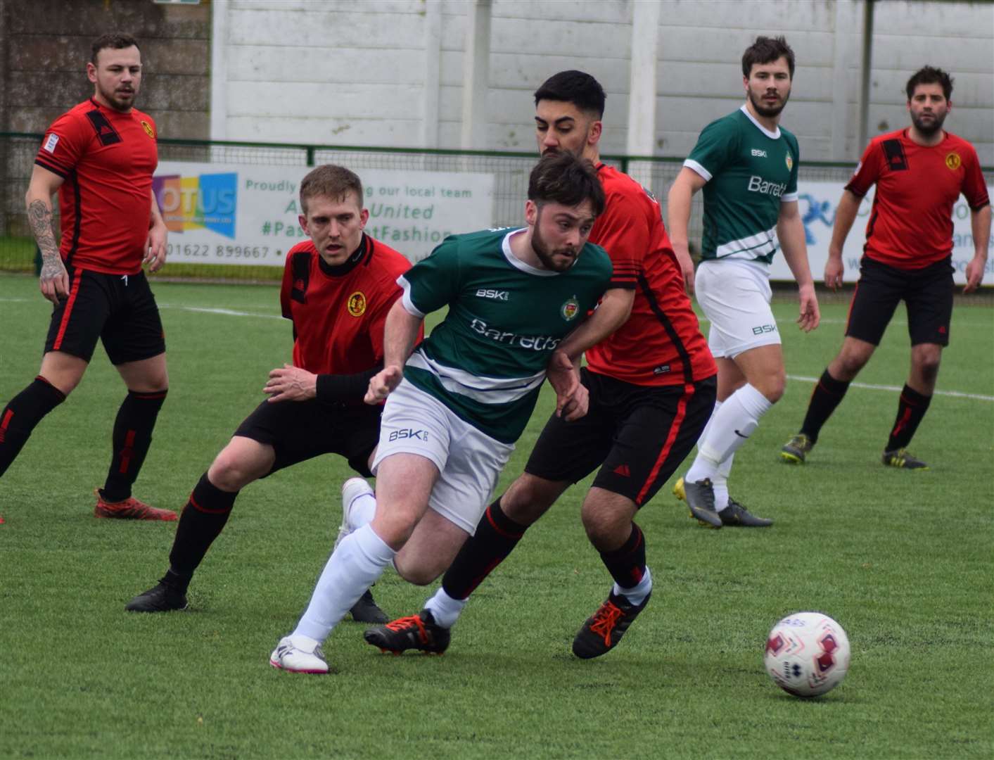 PIlgrims FC (in red) play across the Ashford & District Football League