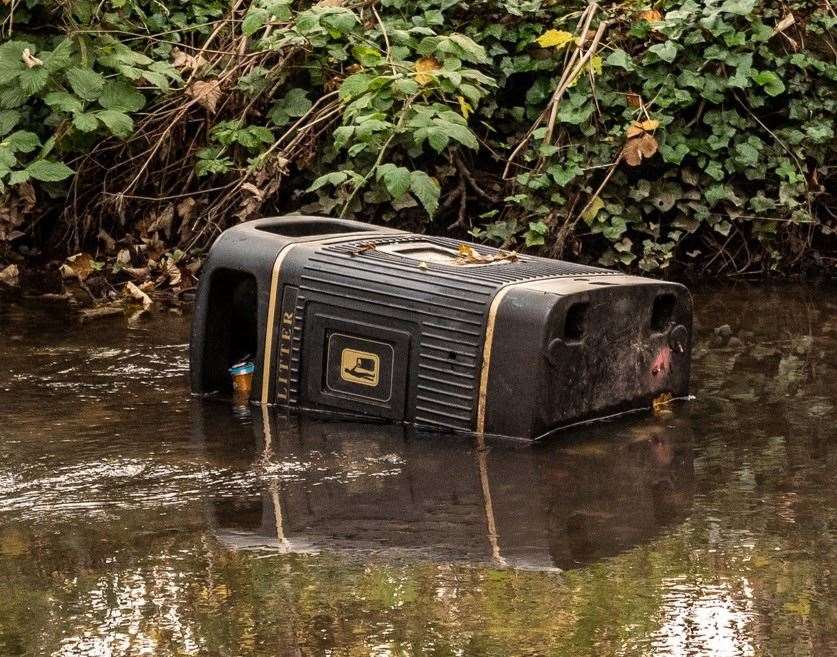 Workers had to pull out six bins full of rubbish from the River Stour in Canterbury after "thoughtless idiots" hurled them into the waterway. Picture: Sian Pettman/Canterbury City Council