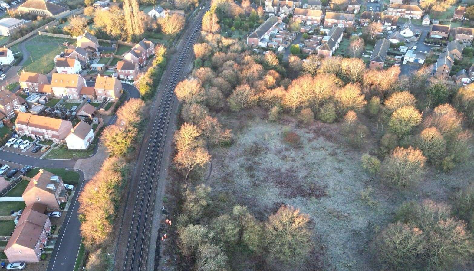 A 40m section of the bank beside the rail-track has broken away