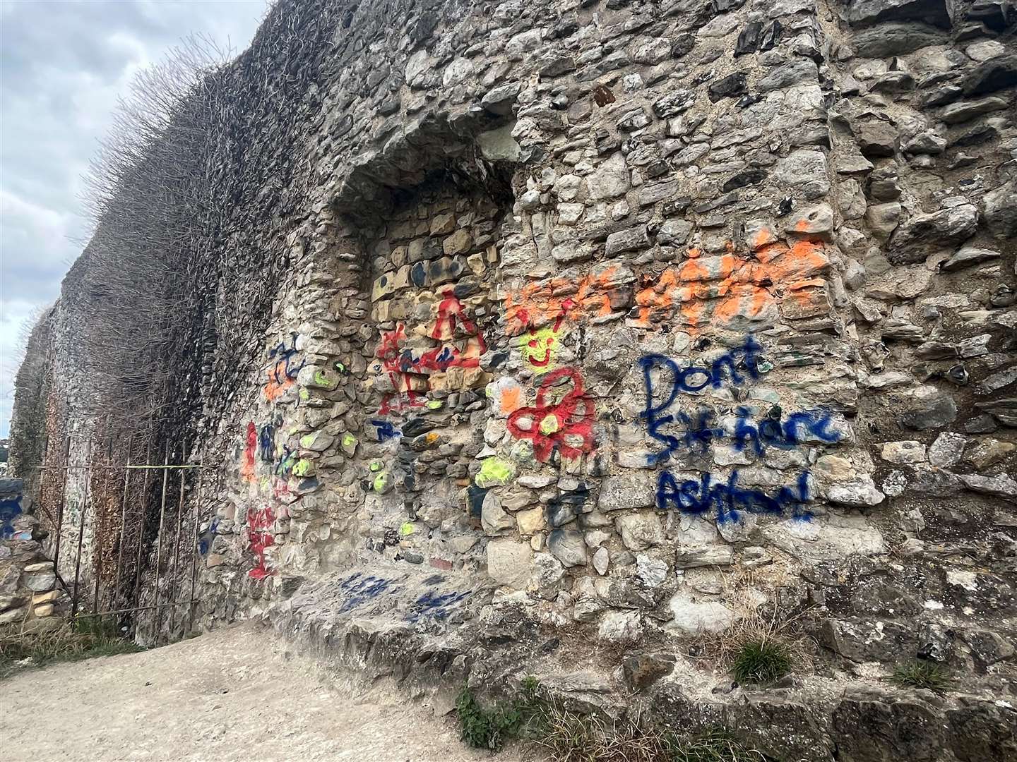 Residents are outraged after the walls of Rochester Castle were graffitied