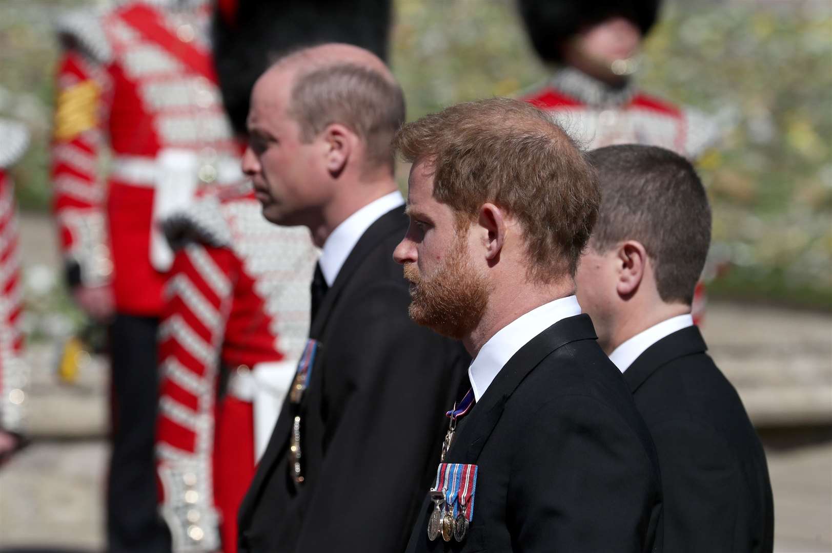 The Duke of Cambridge and the Duke of Sussex during the funeral procession (Gareth Fuller/PA)