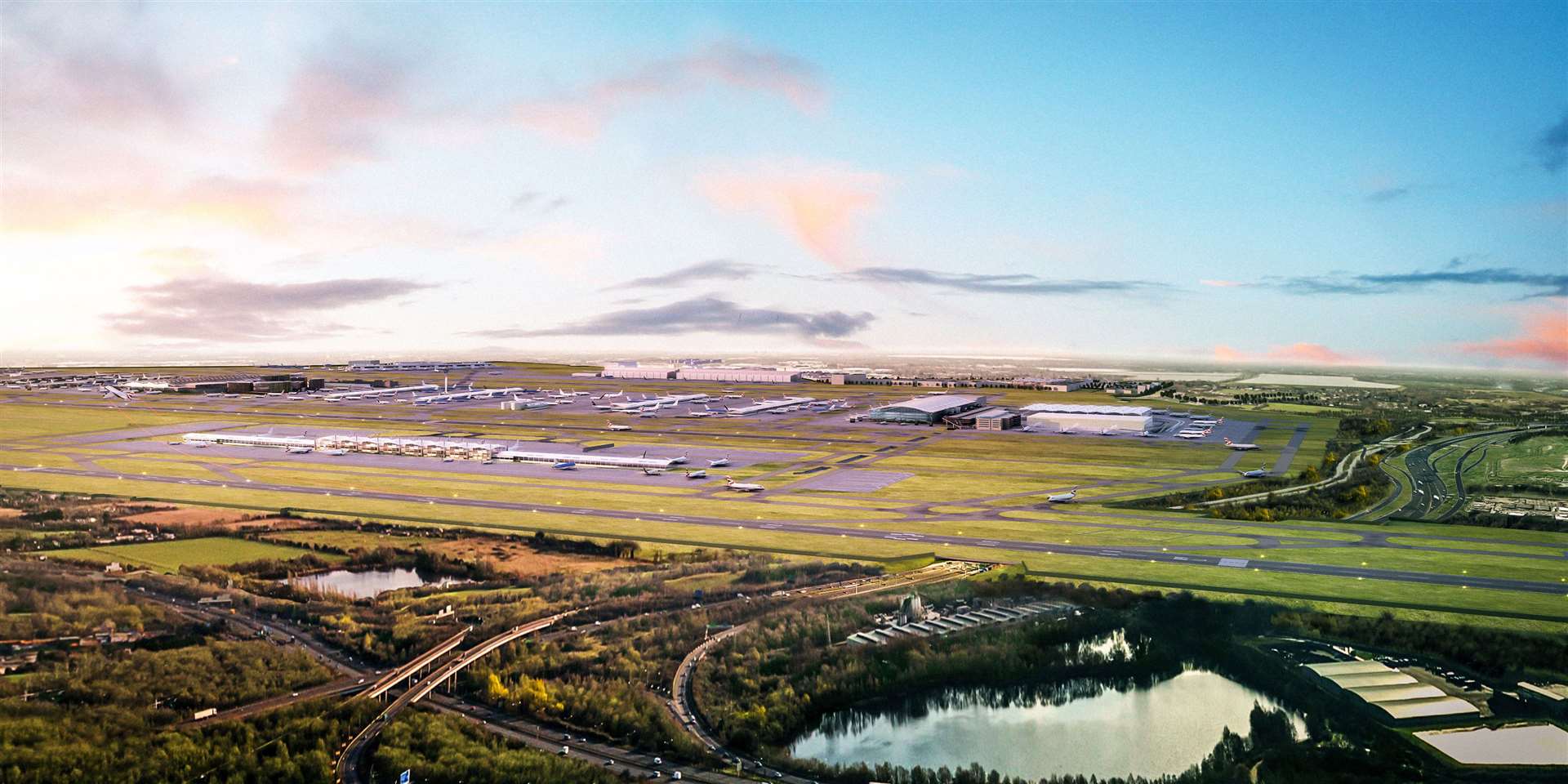 An image released by Heathrow of its planned third runway (Heathrow Airport/PA)