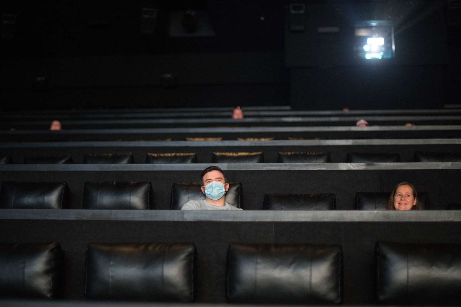 They sat two metres apart at the Showcase Cinema, Bluewater, Kent (Stefan Rousseau/PA)