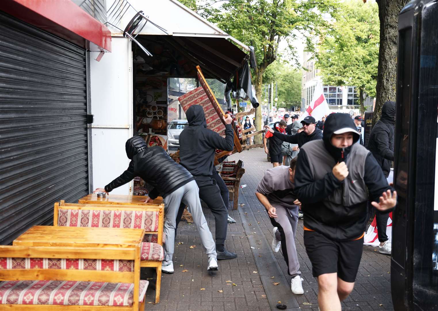 An attack on a cafe in Botanic Avenue, Belfast (Peter Morrison/PA)