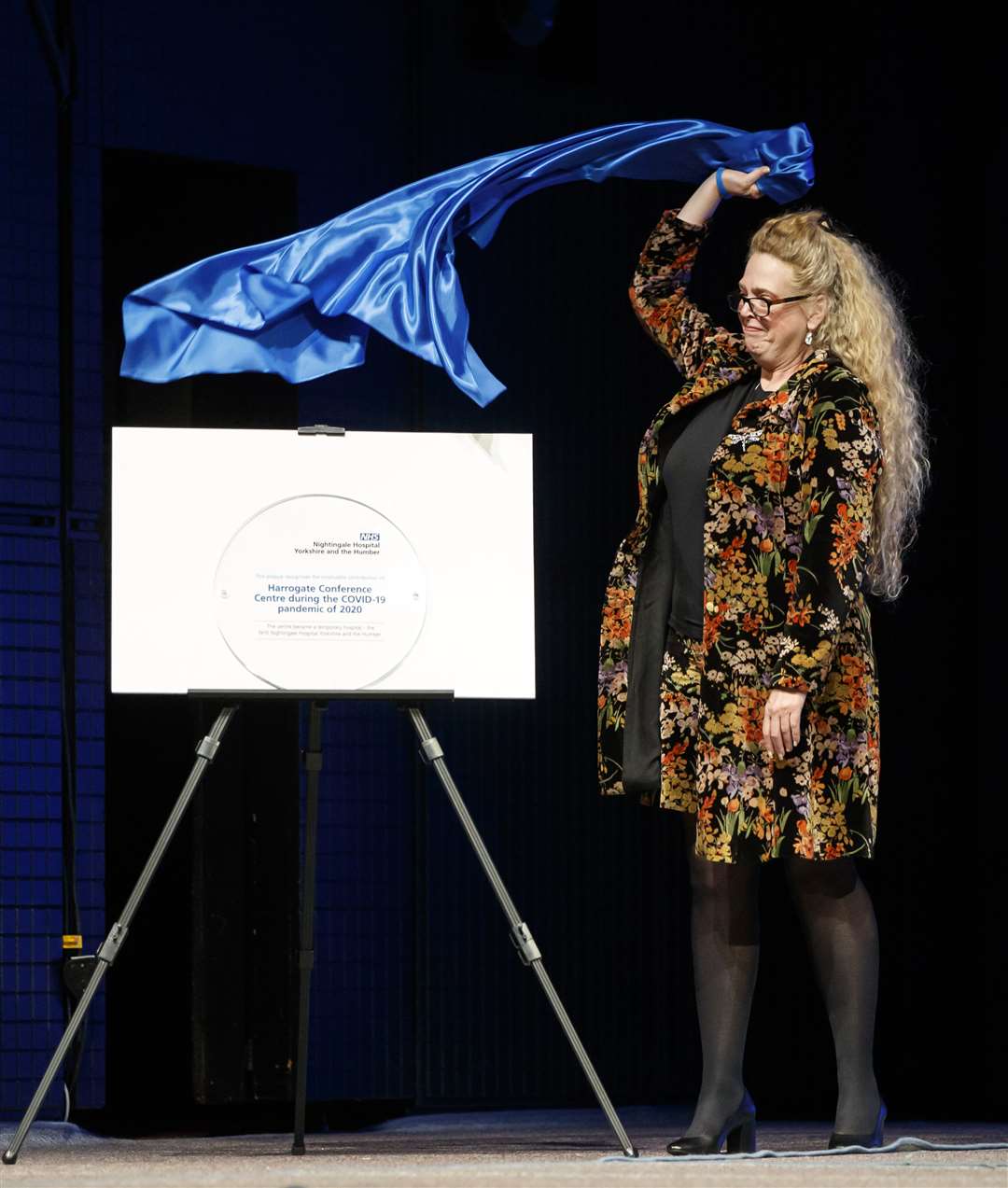 Paula Lorimer, Harrogate Convention Centre director, unveiled the plaque (Danny Lawson/PA)