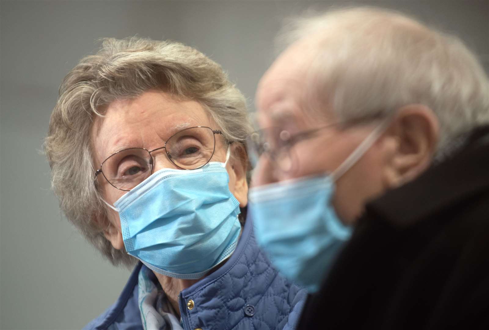 Geoff Holland, 90, and wife Jenny 86, who are newlyweds, after receiving their injections of the Oxford AstraZeneca coronavirus vaccine at a former Wickes store in Mansfield (Joe Giddens/PA)