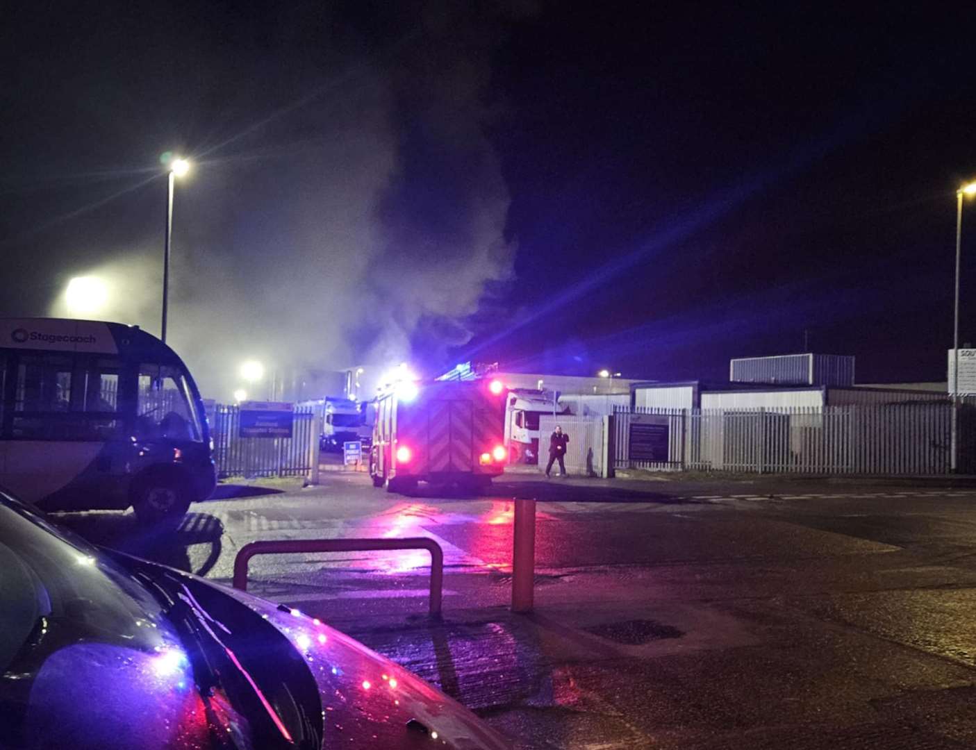 Firefighters have been battling the blaze at Ashford's tip on Cobbs Wood Industrial Estate. Picture: Elliott Pauley