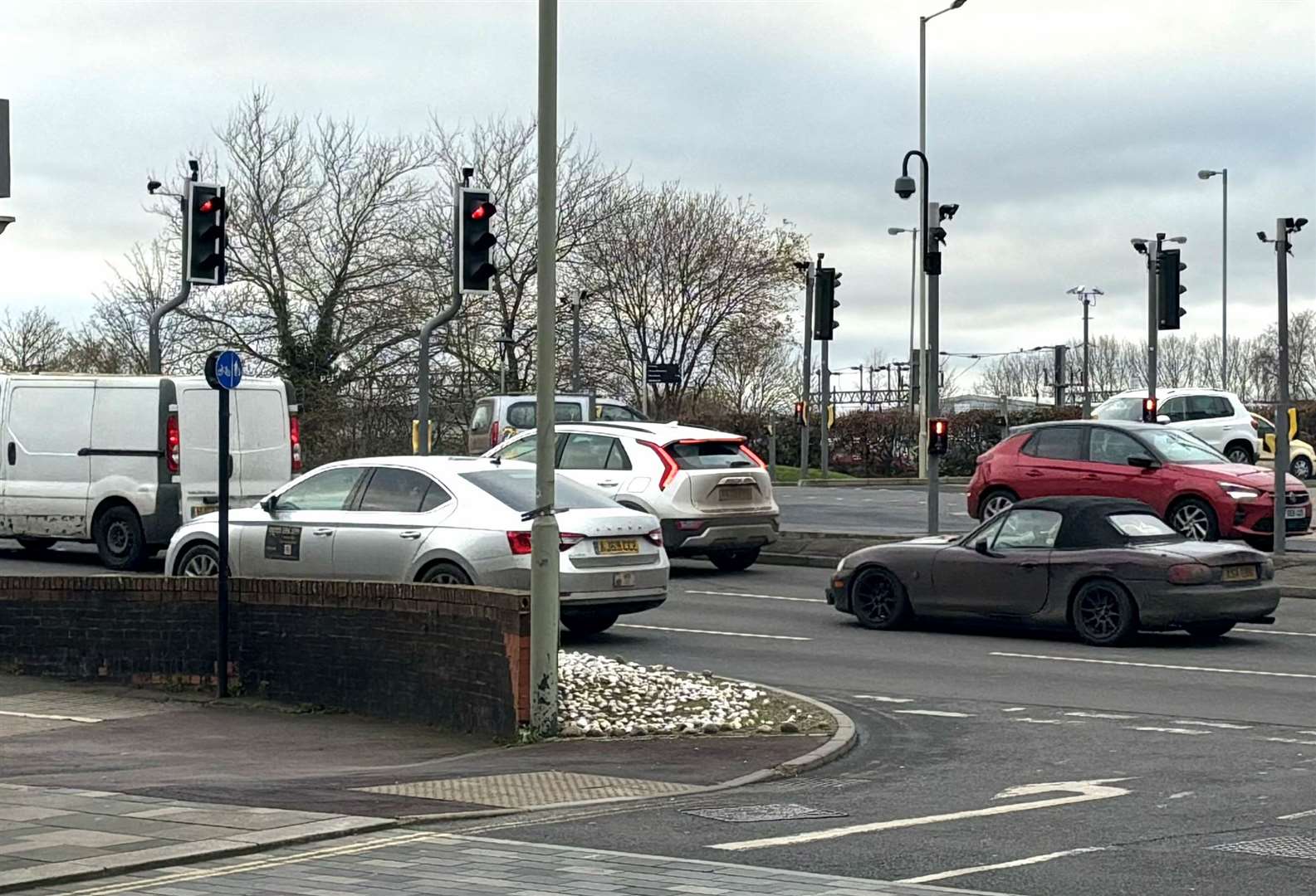 The four-way junction in Ashford town centre saw at least three crashes in 2024