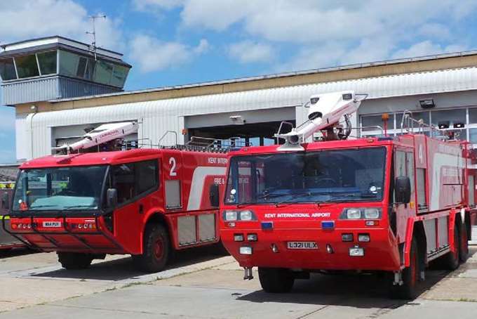 Fire engines are among the lots for sale from Manston airport