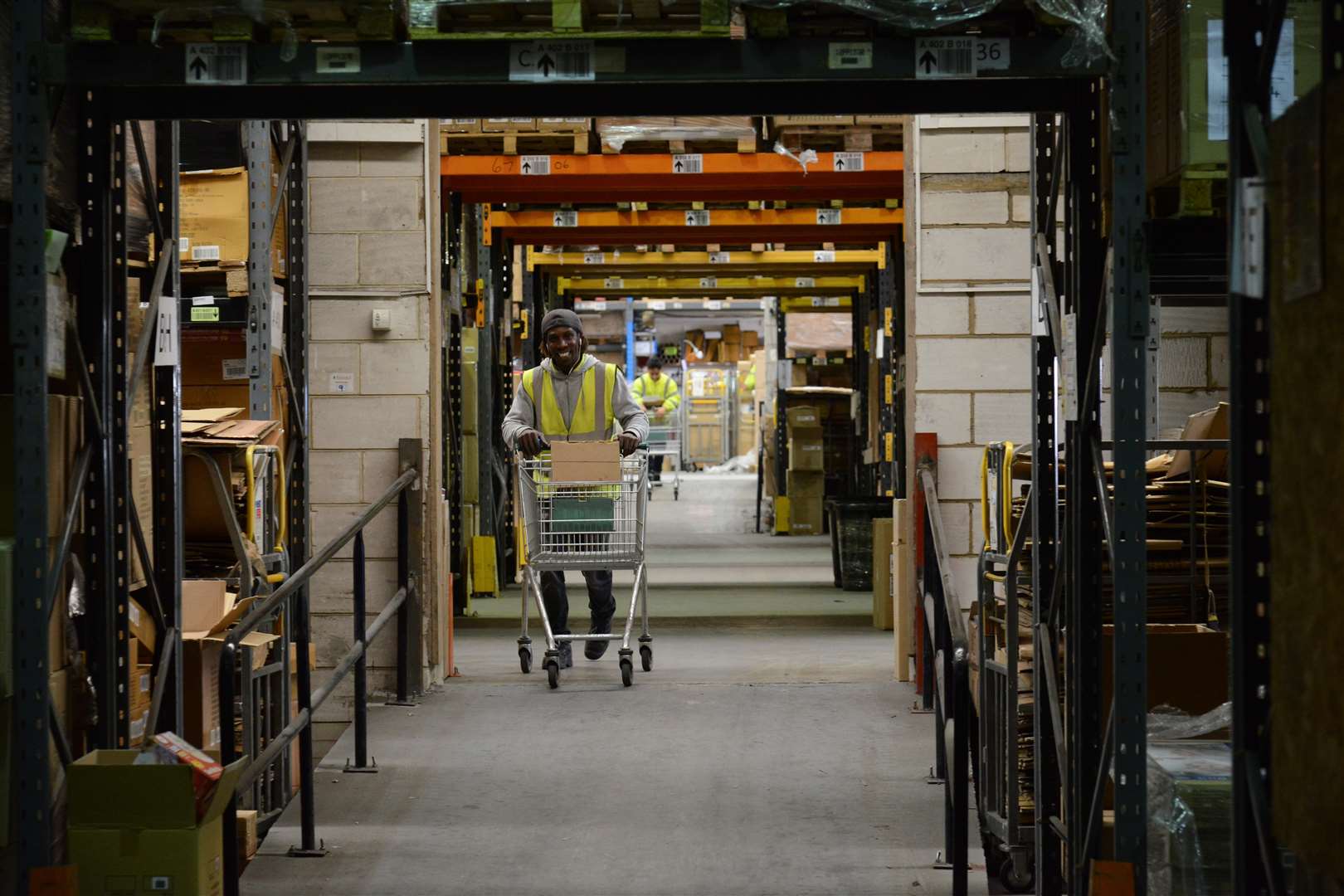 The warehouse staff are busy finding and distributing orders before Christmas