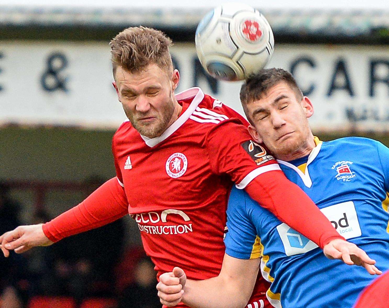 Welling's Josh Hill challenges against Eastbourne on Saturday. Picture: Dave Budden