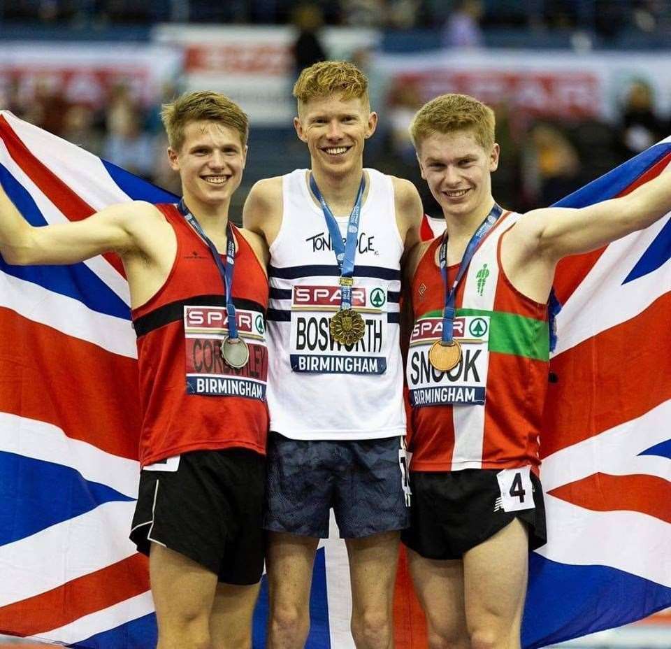 Tonbridge athlete Tom Bosworth won 5000mW gold at the the British Indoor Championships in Birmingham last month