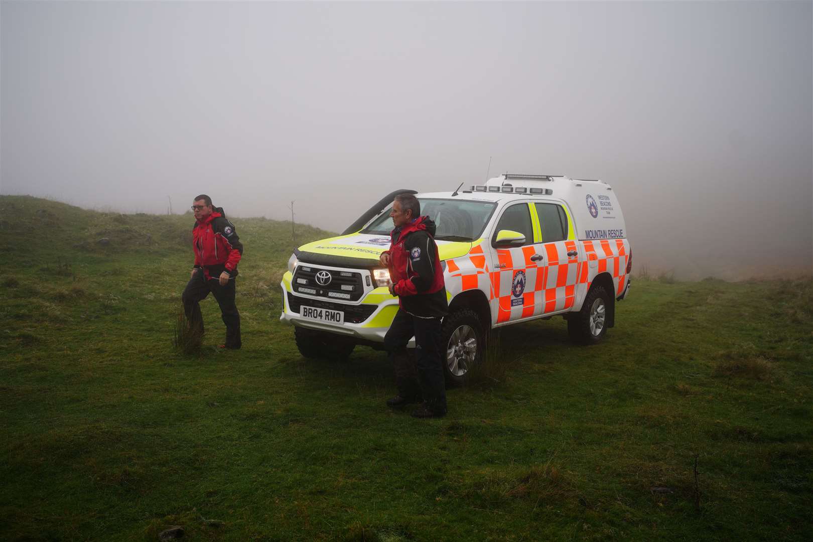 Rescuers at the entrance of the Ogof Ffynnon Ddu cave system near Penwyllt, Powys, in the Brecon Beacons, Wales (Ben Birchall/PA)