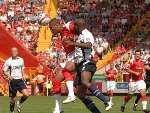 Marcus Bent wins a header. Picture: BARRY GOODWIN