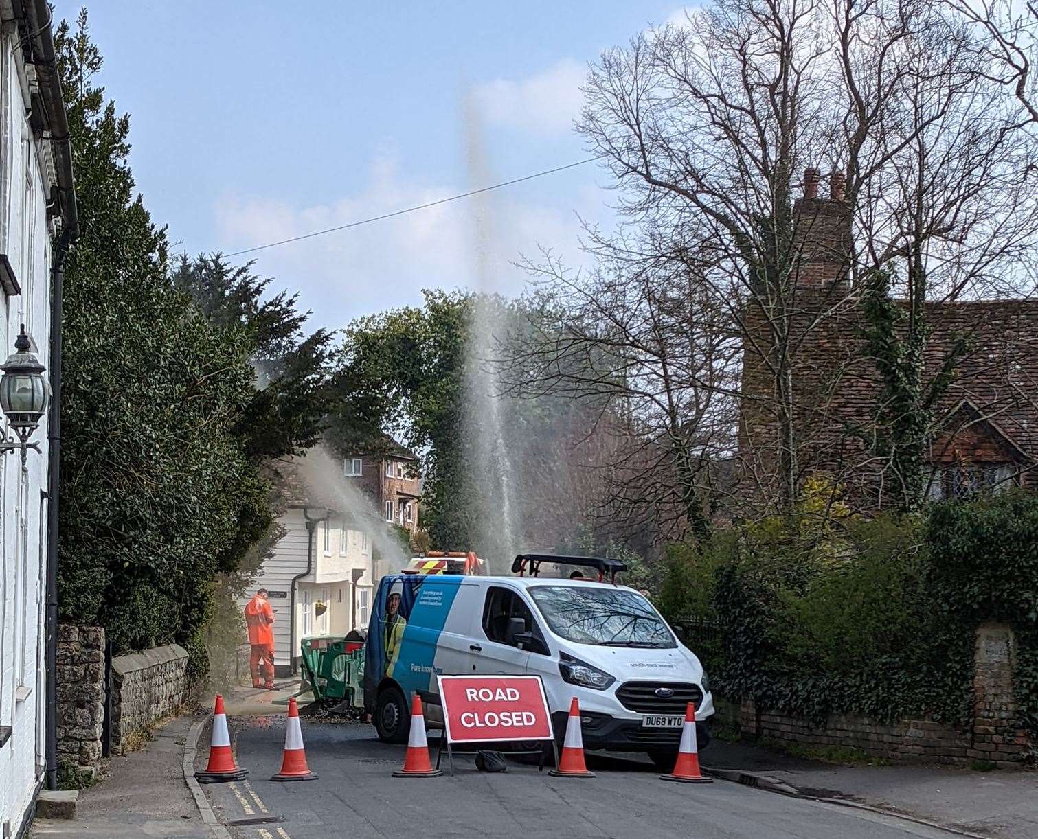 Jets of water came shooting out the ground. Picture: Will Merrifield