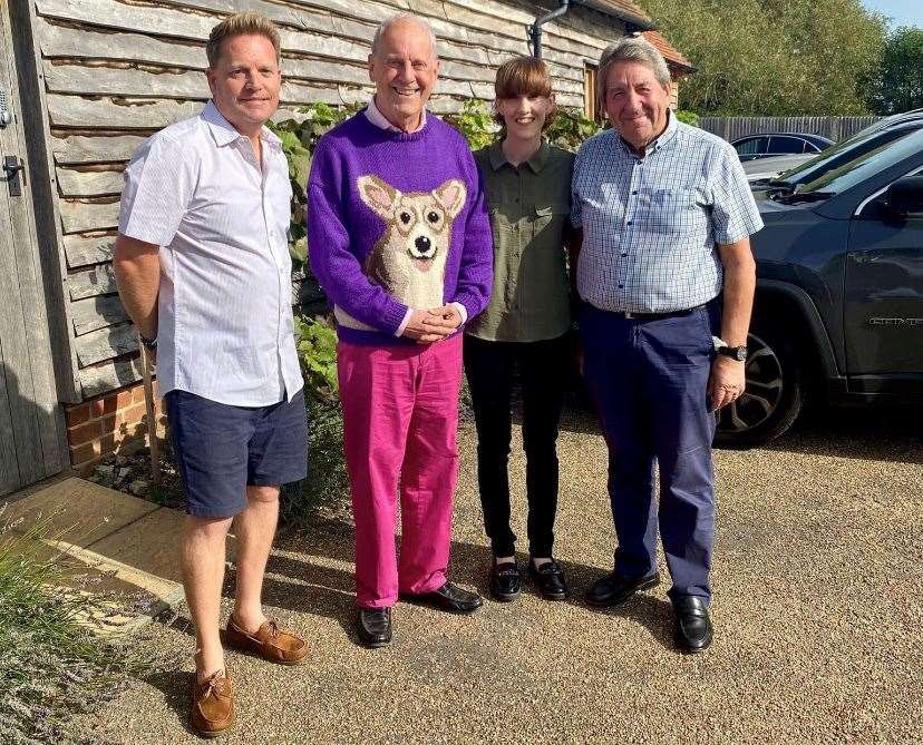 Gyles (centre left), James Hunt (far left), Tory chairman for Sittingbourne and Sheppey Jess McMahon (centre right) and Gordon Henderson (far right) at the event in Iwade on Sunday (October 8). Picture: James Hunt
