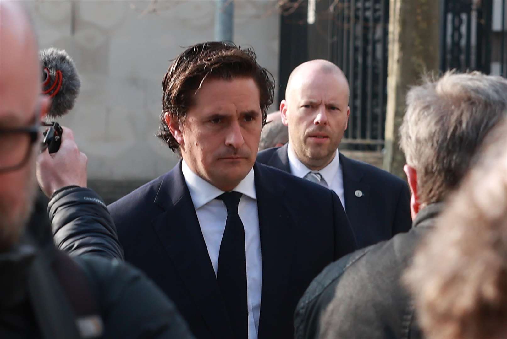 Conservative MP Johnny Mercer arrives at Laganside Courts in Belfast (Liam McBurney/PA)