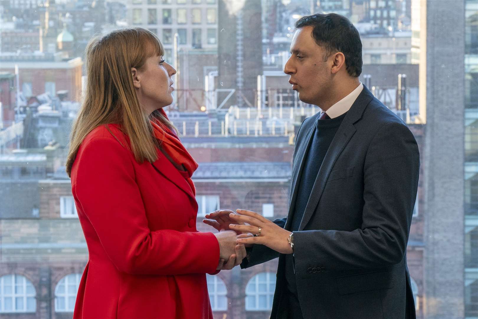 Deputy Prime Minister Angela Rayner was joined by Scottish Labour leader Anas Sarwar for part of her visit to Glasgow (Jane Barlow/PA)