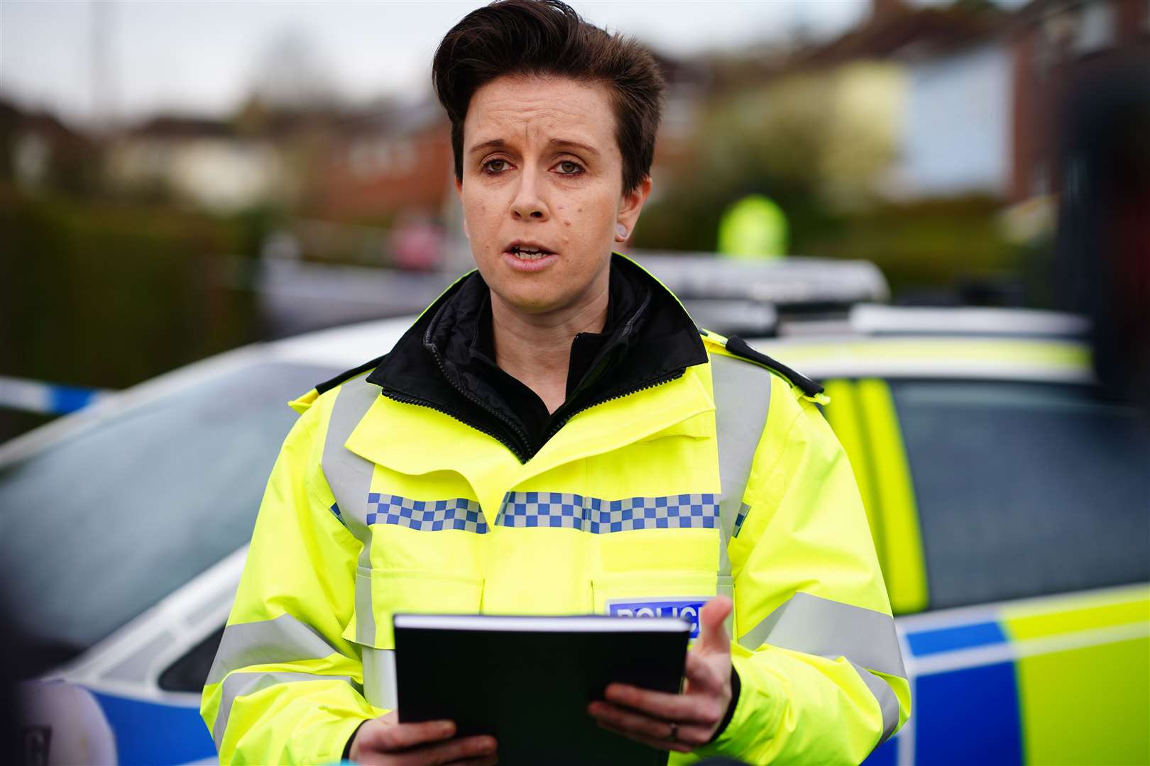 Chief Inspector Vicks Hayward-Melen speaking to the media near to the scene of the incident (Ben Birchall/PA)