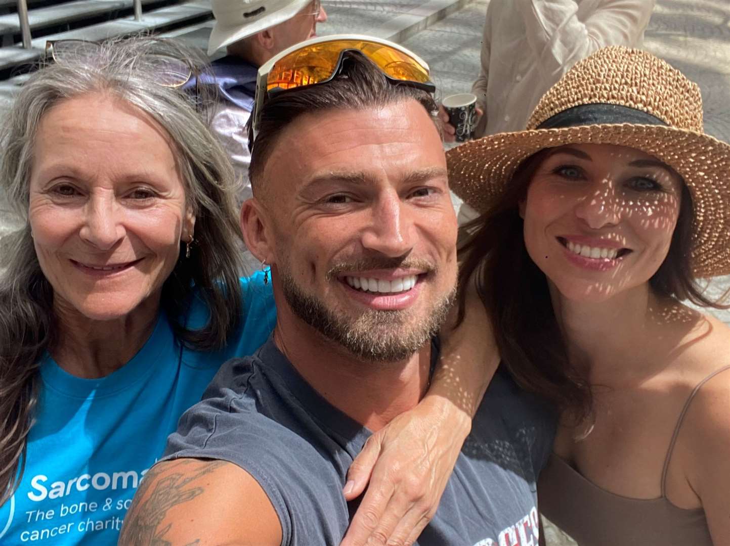 Kate Munday-Hoctor (right) from Whitstable, pictured with Sarcoma UK ambassador Jake Quickenden and her mother Marty. Picture: Sarcoma UK