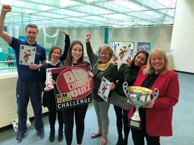 East Kent Hospitals Charity Dementia Appeal fundraising officer Victoria Adley, third from left, drumming up support for this year's KM Big Charity Quiz (4493137)