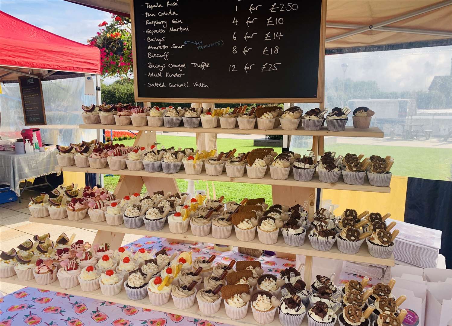 The Tipsy Bakery cupcake display at the Young Traders Market competition