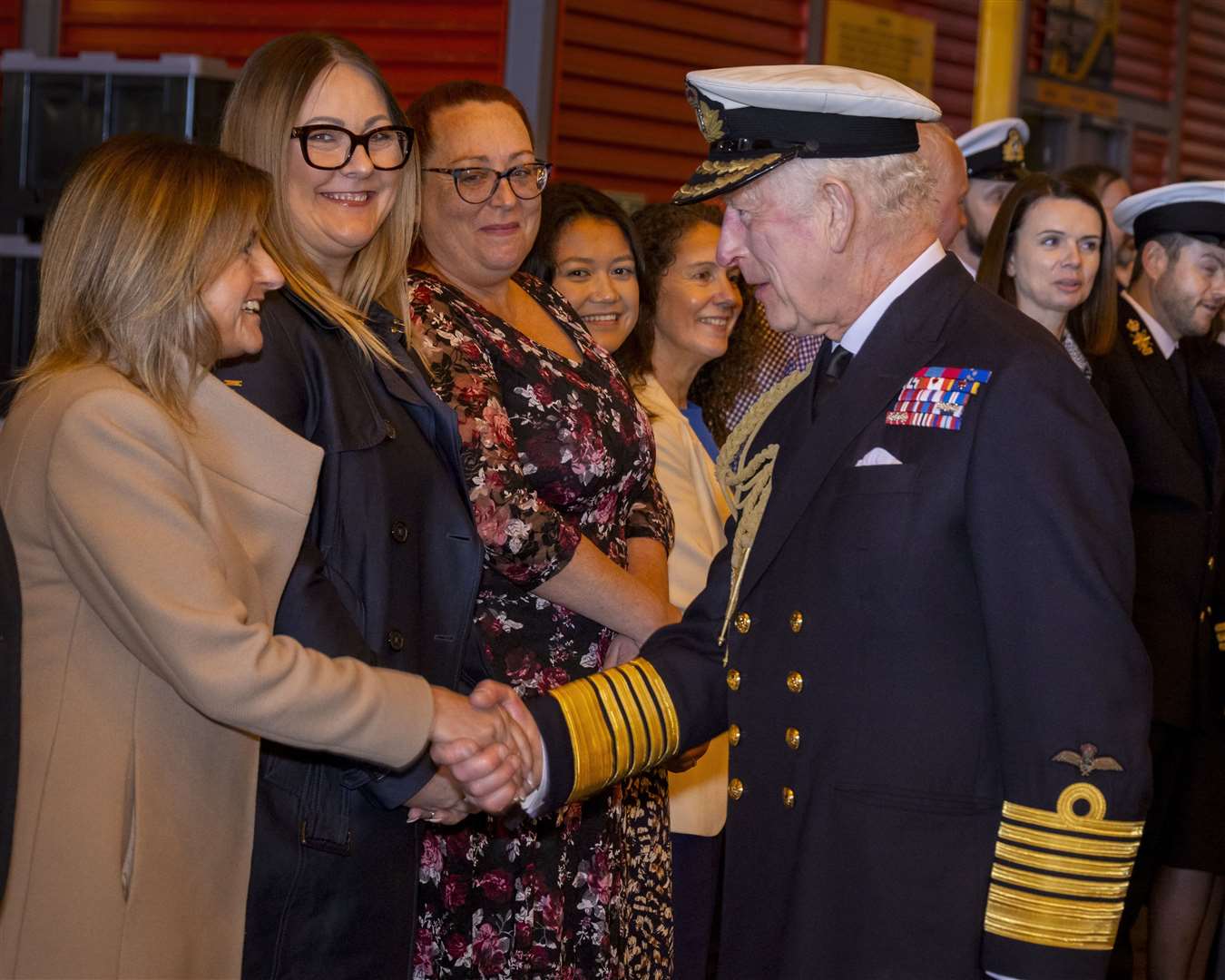 The King meets members of the Royal Navy and their families (LPhot Stuart Dickson/MoD/Crown Copyright/PA)