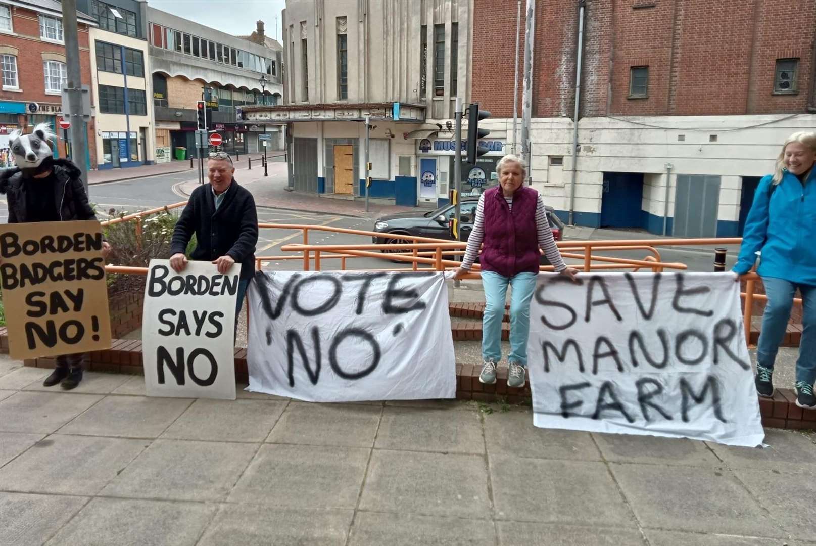 Activists turned up to the council meeting, with one dressed as a badger