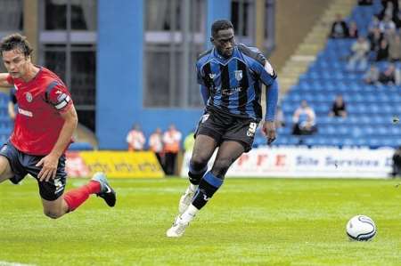 Gillingham's Mark McCammon in action against Shrewsbury