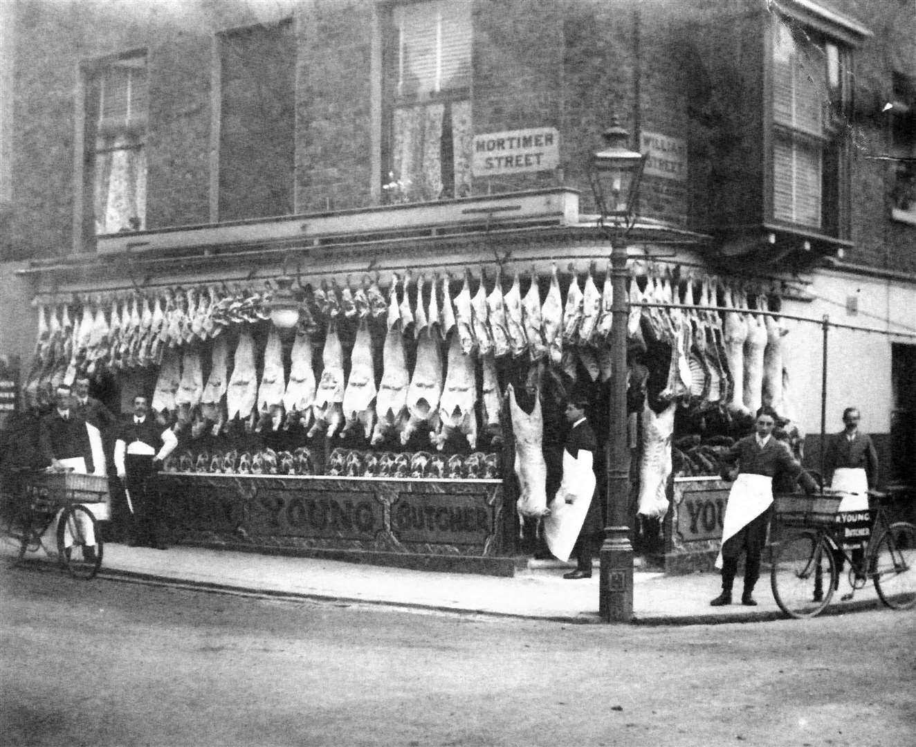 Young's Butchers on the corner of Mortimer Street and William Street, Herne Bay, pictured in 1896