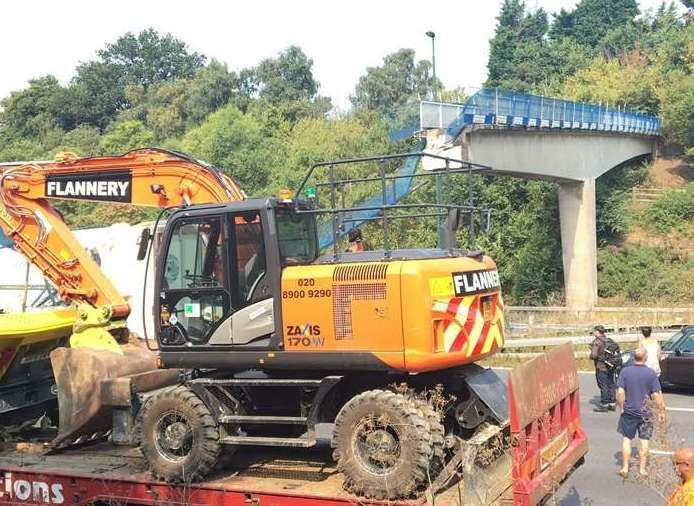 The bridge collapsed onto the M20 between junctions 4 and 3 in 2016 Picture:@RobynTaylor94