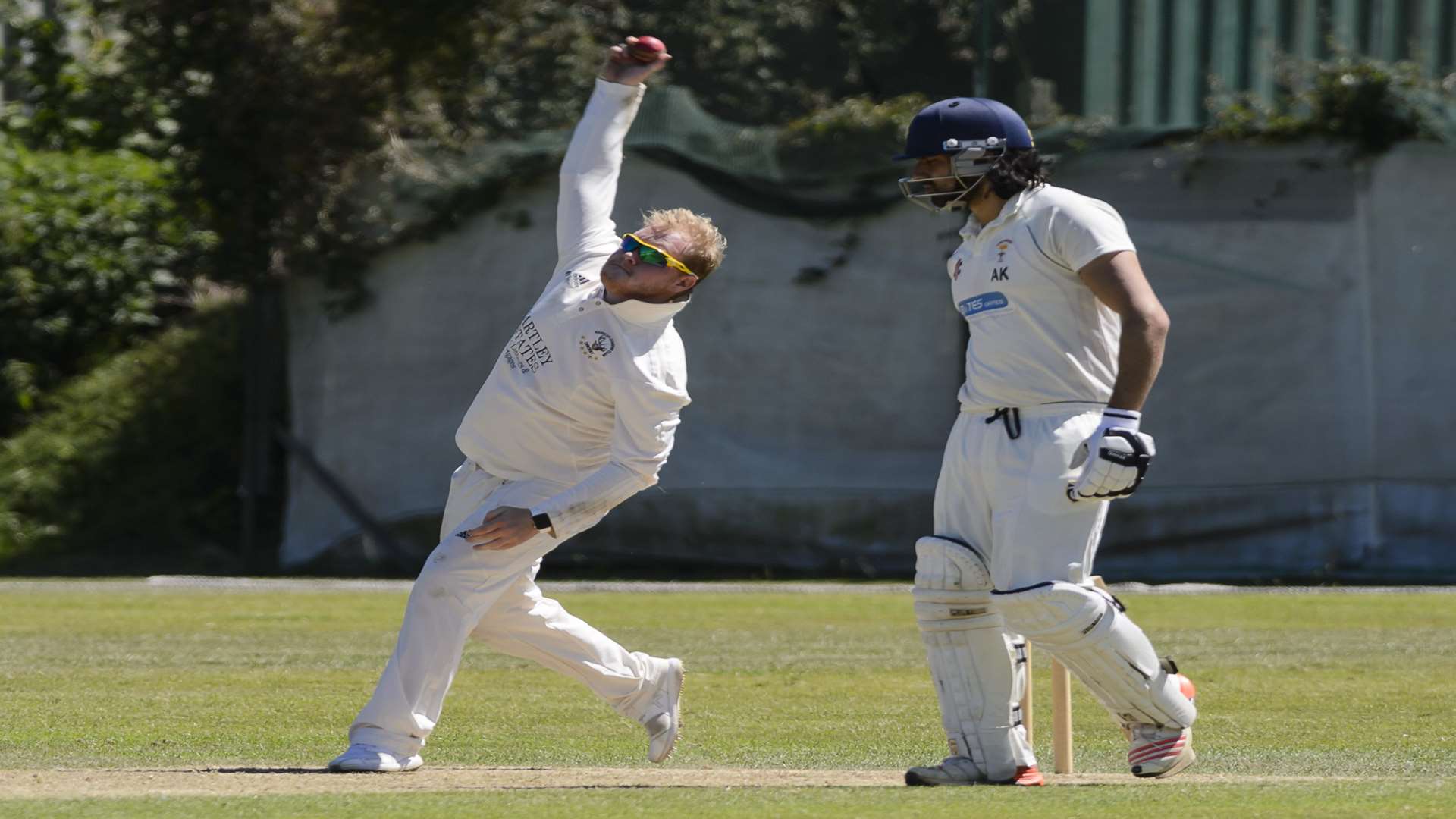 James Cramp bowling for Hartley against Lordswood Picture: Andy Payton