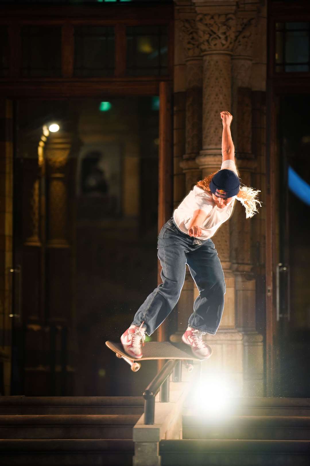 Lorre Bruggeman said her favourite trick of the night was doing a kickflip over a velociraptor skeleton (James Manning/PA)