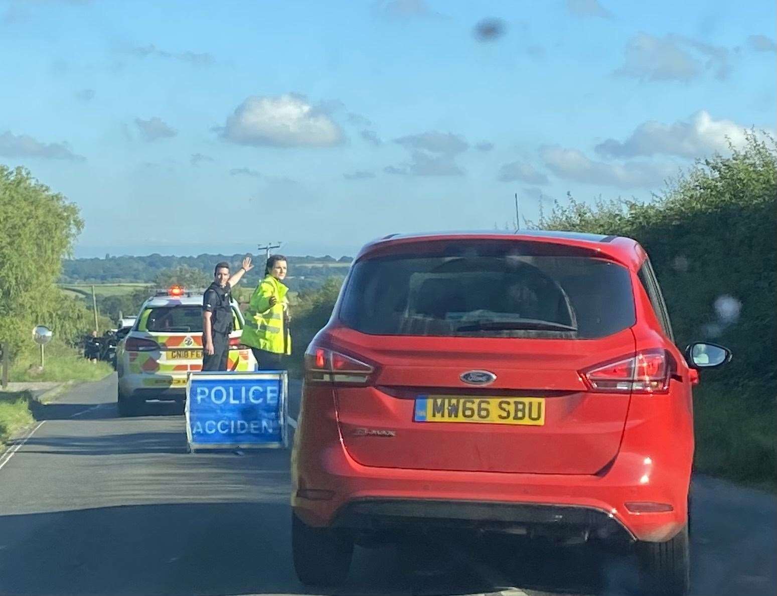 Traffic is now able to pass the crash site on Appledore Road, which is still being cleared. Picture Steve Salter