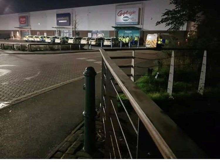 Police outside Carpetright in Strood Retail Park last November. Picture: Luke Foster