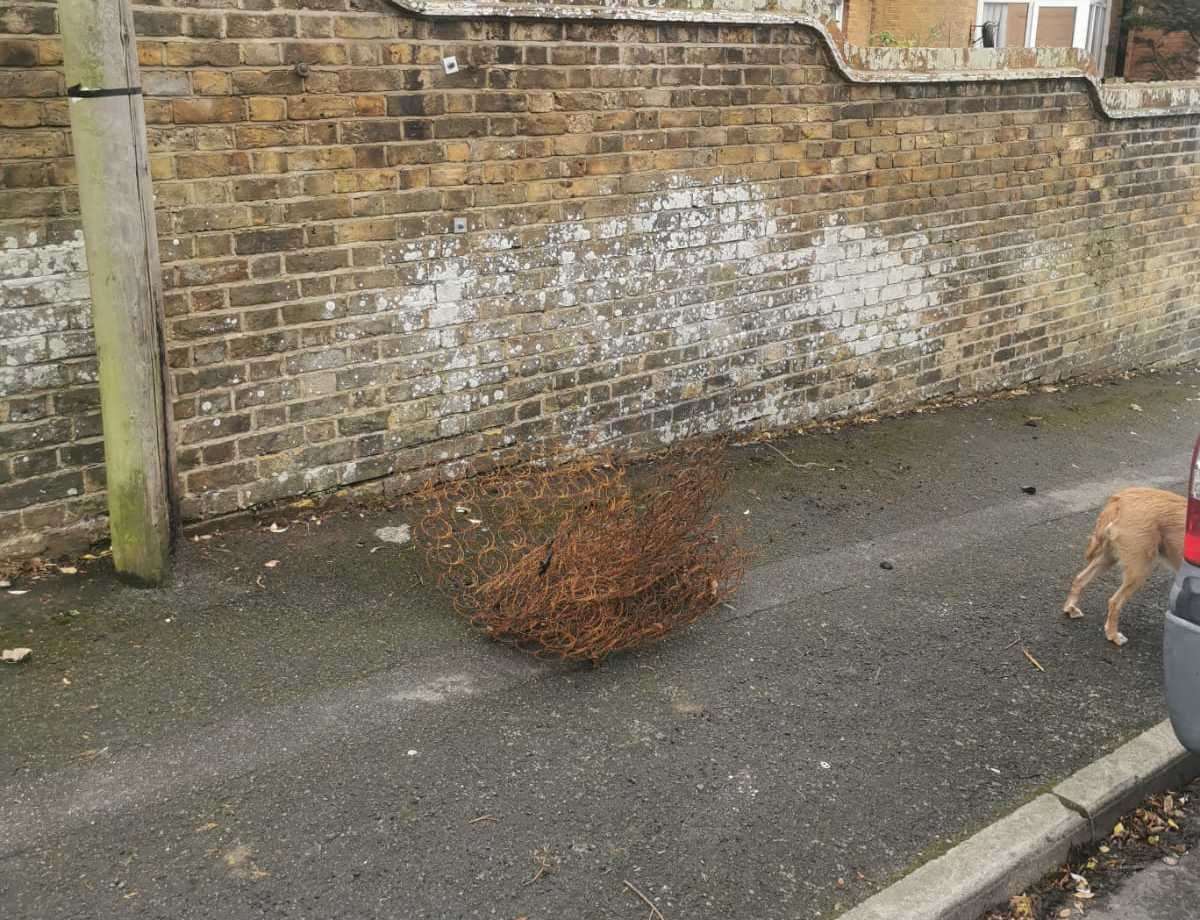 The fly-tipped wire, discarded carelessly in Cliftonville Avenue Picture: Sue Heath-Hall