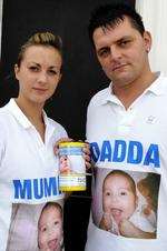 Mark-Antony Jones and his girlfriend Lucy-Rae Tamulevicius at the fund-raising day they organised in memory of their daughter, Xara-Mae