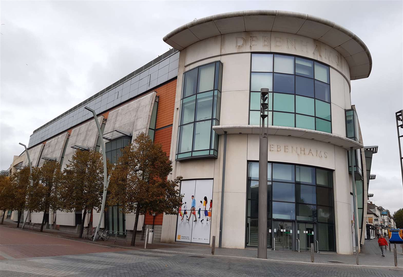 The Debenhams lettering can still be seen on the outside of the centre