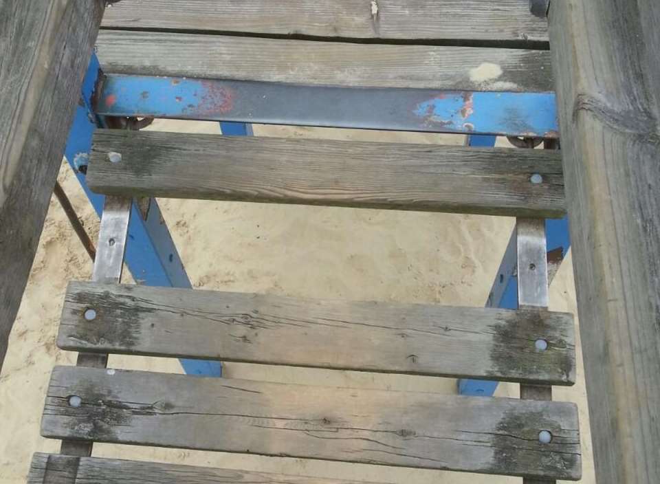 Missing slats from the play equipment at Beachfields Park