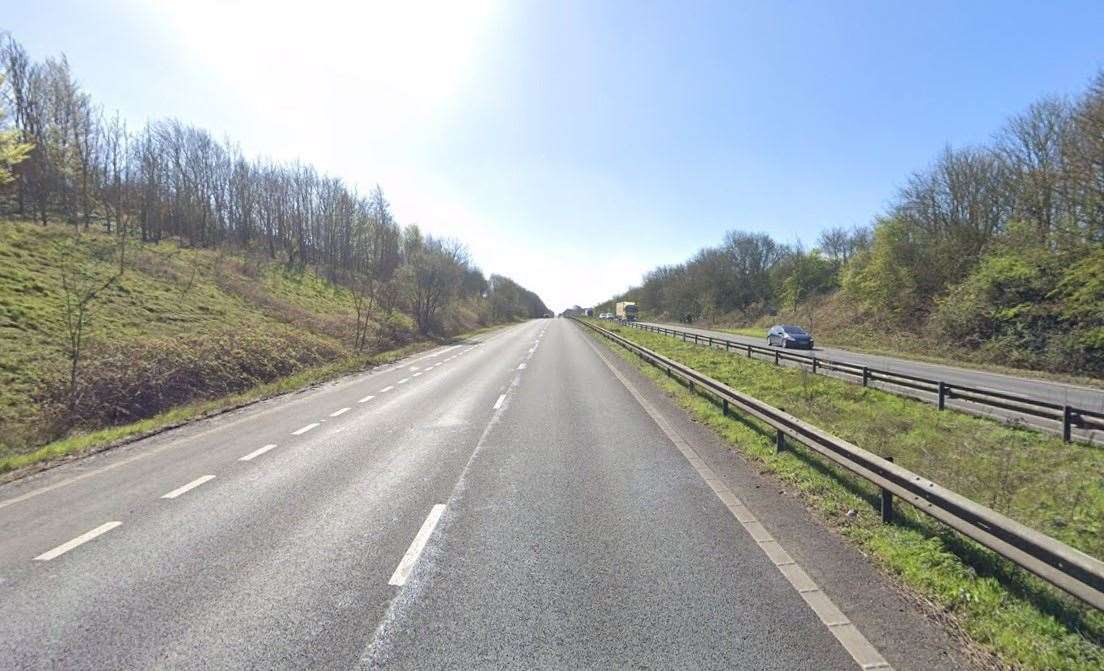 The accident happened on the coastbound A2 near Aylesham. Picture: Google