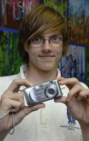 Billy-Joe Poole with his prize for his winning design