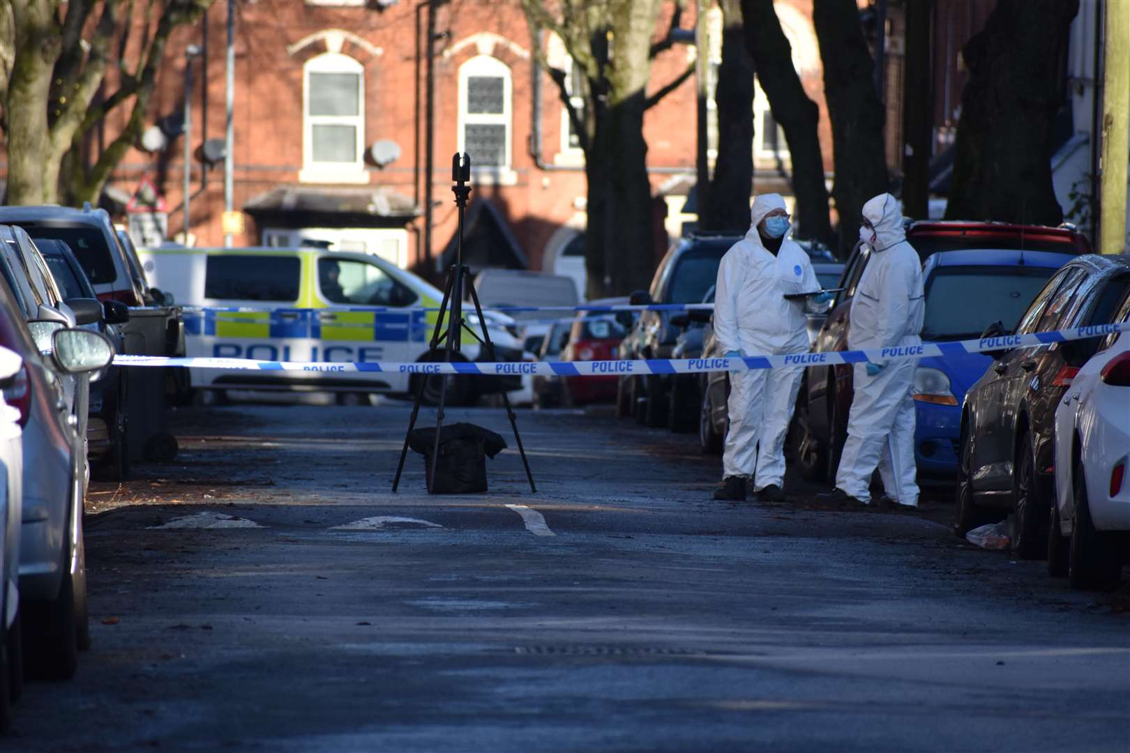 Police at the scene in Linwood Road, Handsworth, Birmingham, where 15-year-old Keon Lincoln was fatally attacked (Matthew Cooper/PA)